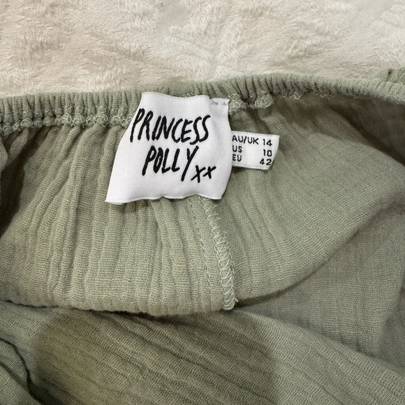 Princess Polly LET'S DANCE MINI DRESS SAGE 100% cotton puff sleeve - Picture 7 of 12